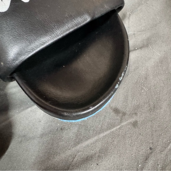 Off-White "Quotes" leather slide sandals in black with a blue sole size 40 EU 7 - Picture 3 of 7